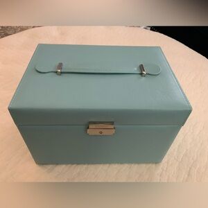 Kendal Black Leather Jewelry Box Travel Case and Lock